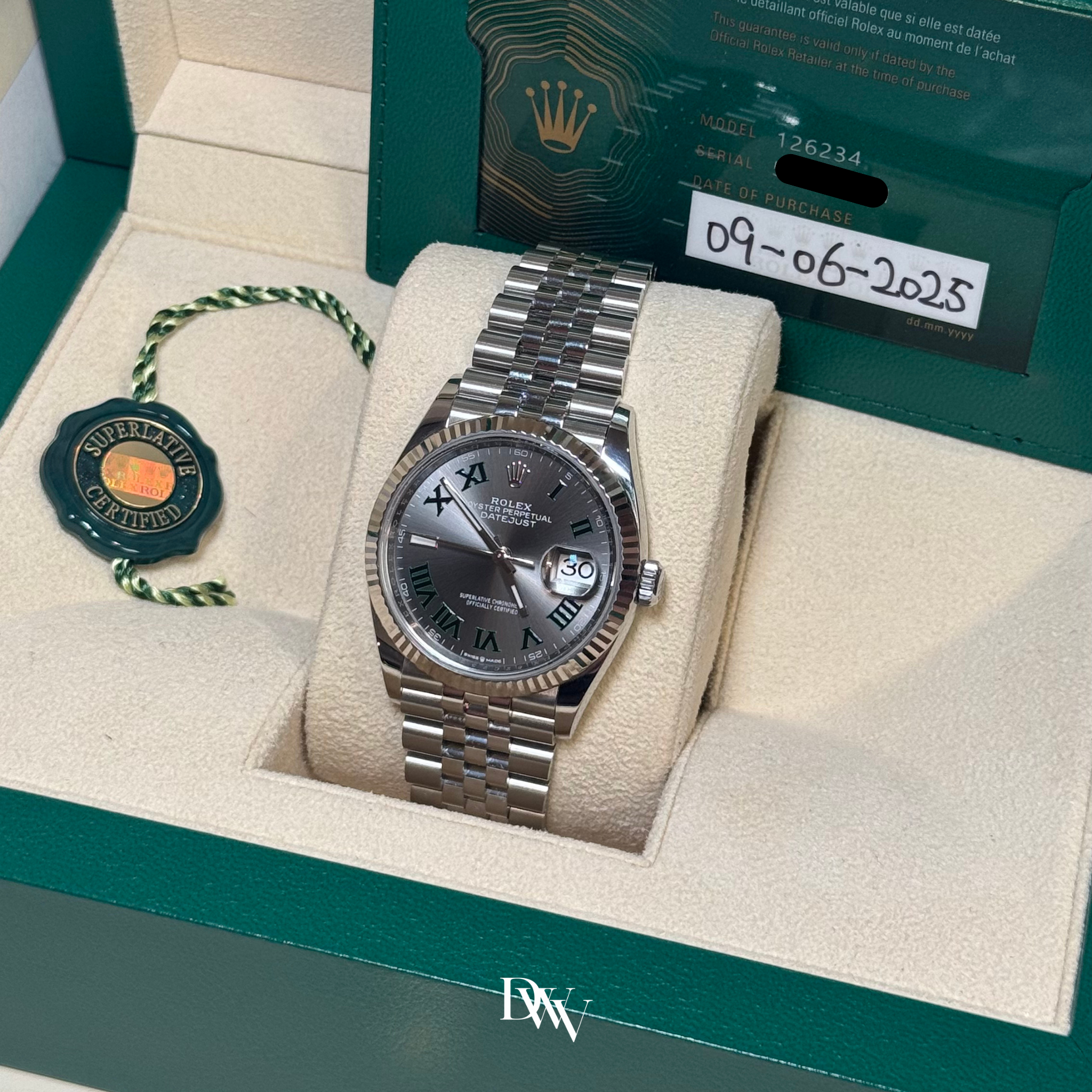 2025 Rolex Datejust 36 "Wimbledon" Dial Stainless Steel 126234